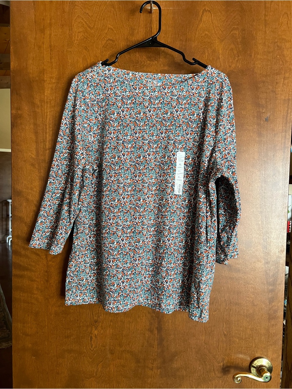 croft & barrow Rust and Teal Floral Boatneck Tunic